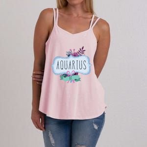 Aquarius Af Floral Label / Funny Aquarius Birthday Month Cute Gift Women's Strappy Tank