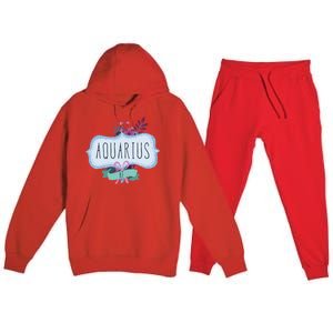 Aquarius Af Floral Label / Funny Aquarius Birthday Month Cute Gift Premium Hooded Sweatsuit Set