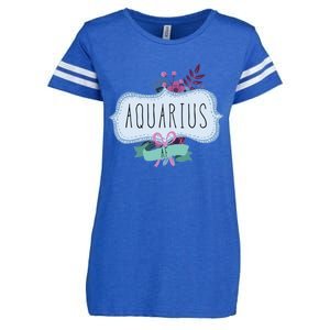 Aquarius Af Floral Label / Funny Aquarius Birthday Month Cute Gift Enza Ladies Jersey Football T-Shirt