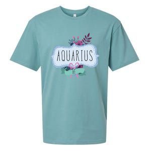 Aquarius Af Floral Label / Funny Aquarius Birthday Month Cute Gift Sueded Cloud Jersey T-Shirt