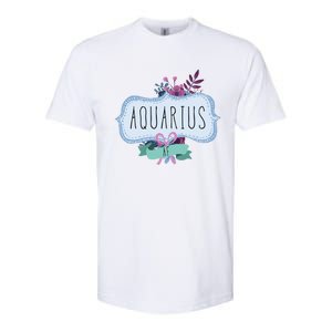 Aquarius Af Floral Label / Funny Aquarius Birthday Month Cute Gift Softstyle CVC T-Shirt