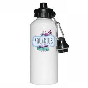 Aquarius Af Floral Label / Funny Aquarius Birthday Month Cute Gift Aluminum Water Bottle