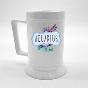 Aquarius Af Floral Label / Funny Aquarius Birthday Month Cute Gift Beer Stein