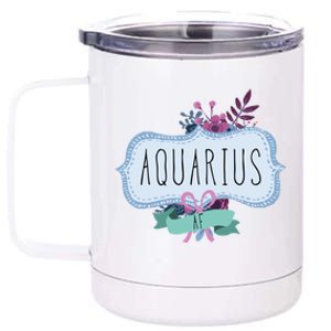 Aquarius Af Floral Label / Funny Aquarius Birthday Month Cute Gift 12 oz Stainless Steel Tumbler Cup