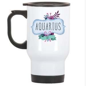 Aquarius Af Floral Label / Funny Aquarius Birthday Month Cute Gift Stainless Steel Travel Mug