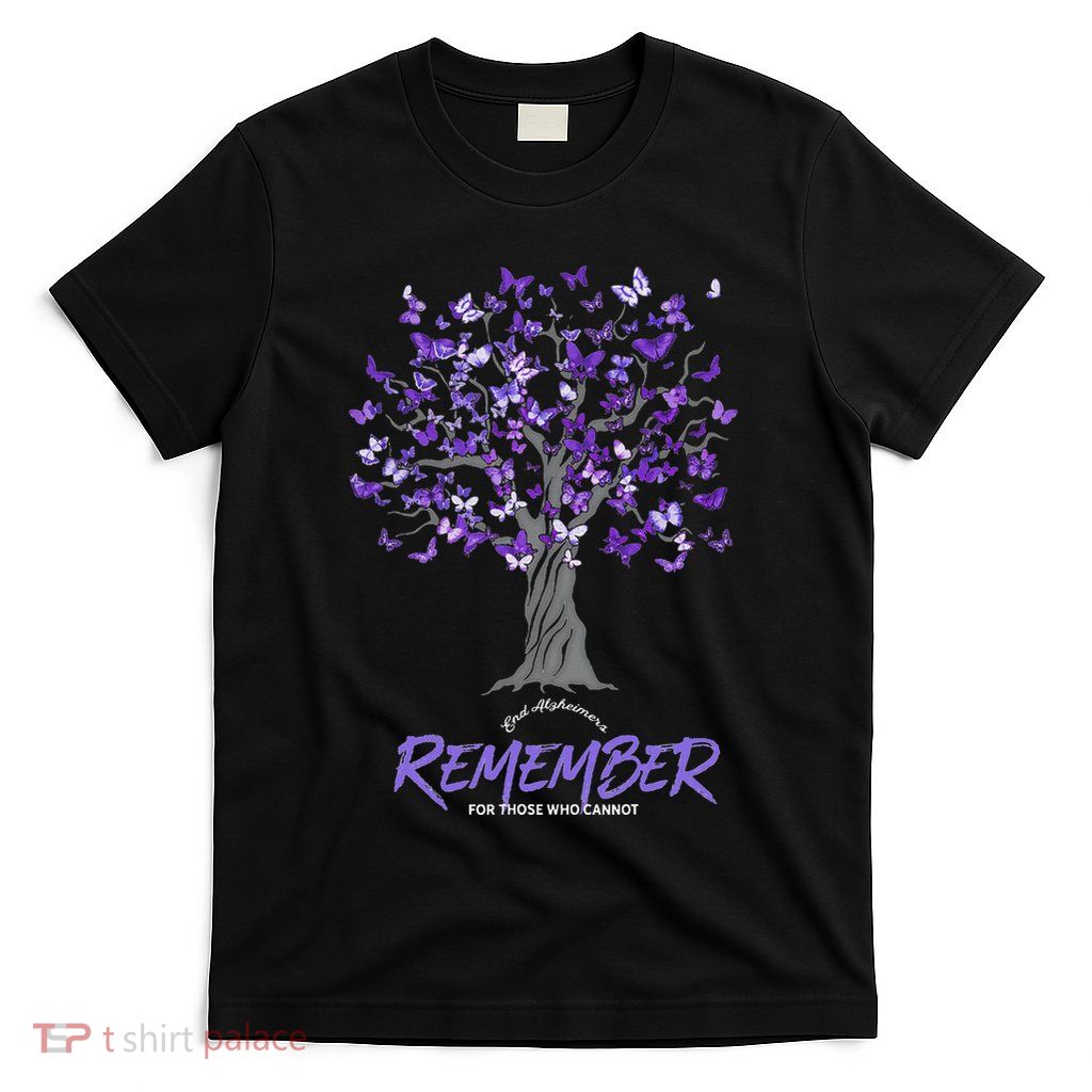 Alzheimer Awareness For And Women Purple Butterfly T-Shirt