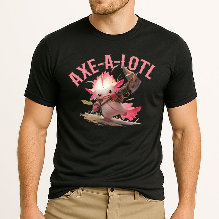 Axolotl Axt-A-Lotl Funny Viking Axe Throwing Lumberjack Cooling Performance Crew T-Shirt