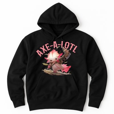 Axolotl Axt-A-Lotl Funny Viking Axe Throwing Lumberjack Hoodie