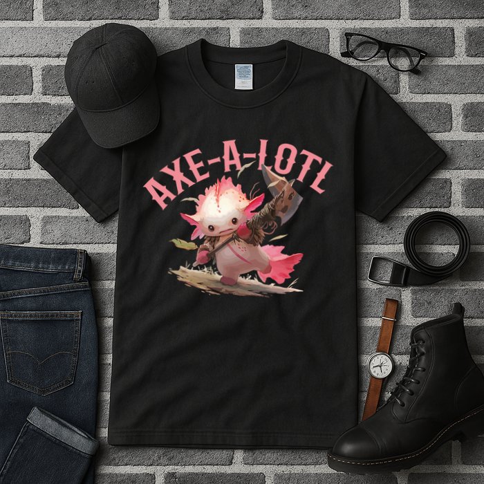 Axolotl Axt-A-Lotl Funny Viking Axe Throwing Lumberjack Tall T-Shirt