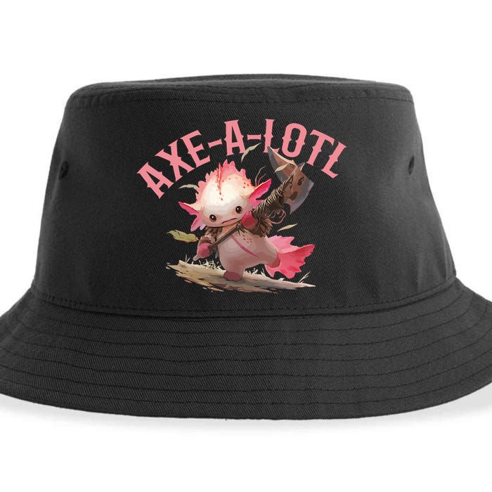 Axolotl Axt-A-Lotl Funny Viking Axe Throwing Lumberjack Sustainable Bucket Hat