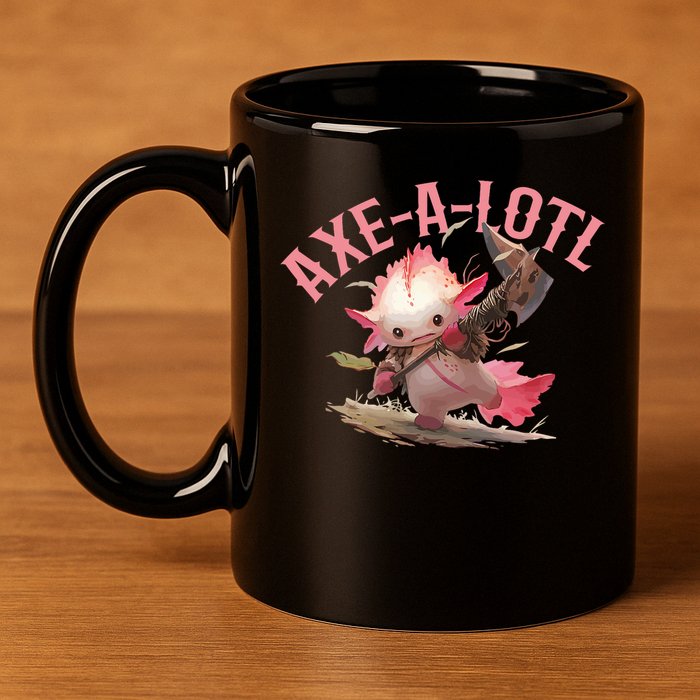 Axolotl Axt-A-Lotl Funny Viking Axe Throwing Lumberjack 11oz C Handle Ceramic Mug