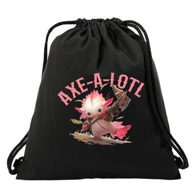 Axolotl Axt-A-Lotl Funny Viking Axe Throwing Lumberjack Drawstring Bag