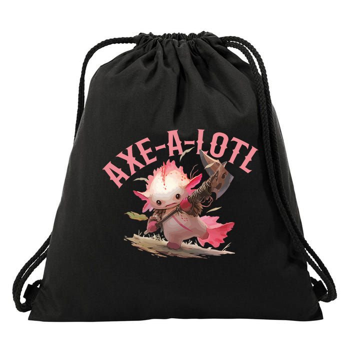 Axolotl Axt-A-Lotl Funny Viking Axe Throwing Lumberjack Drawstring Bag