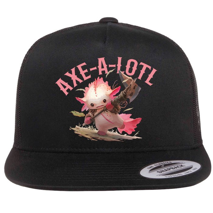 Axolotl Axt-A-Lotl Funny Viking Axe Throwing Lumberjack Flat Bill Trucker Hat