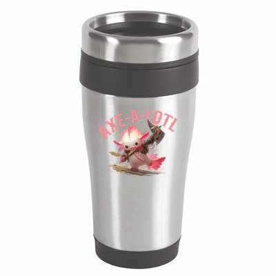 Axolotl Axt-A-Lotl Funny Viking Axe Throwing Lumberjack 16oz Travel Tumbler