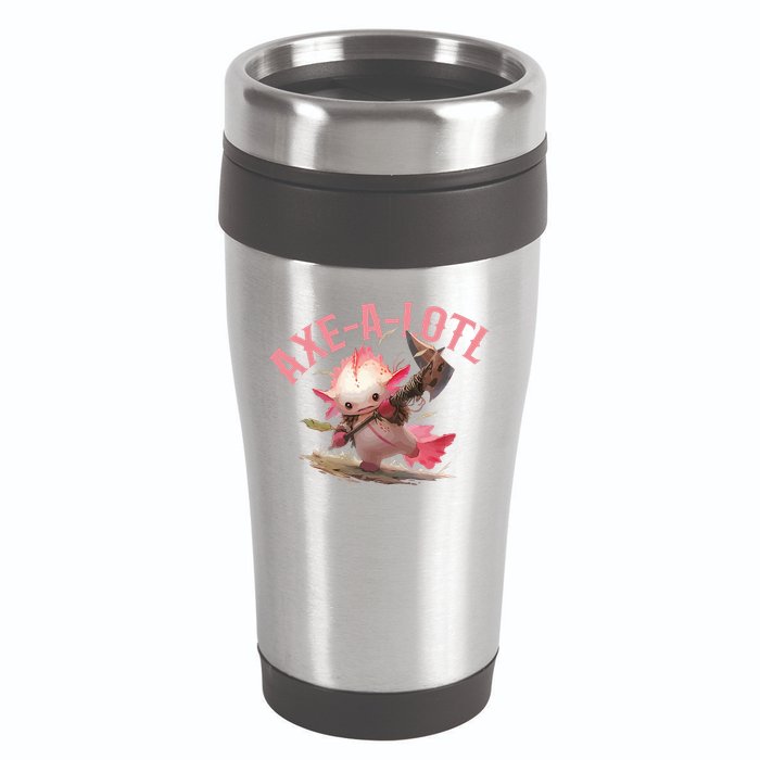 Axolotl Axt-A-Lotl Funny Viking Axe Throwing Lumberjack 16oz Travel Tumbler