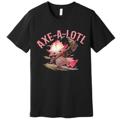 Axolotl Axt-A-Lotl Funny Viking Axe Throwing Lumberjack Premium T-Shirt