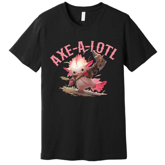 Axolotl Axt-A-Lotl Funny Viking Axe Throwing Lumberjack Premium T-Shirt
