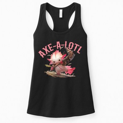 Axolotl Axt-A-Lotl Funny Viking Axe Throwing Lumberjack Womens Tank Top