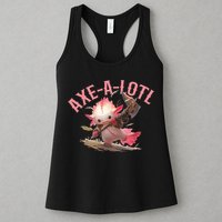 Axolotl Axt-A-Lotl Funny Viking Axe Throwing Lumberjack Womens Tank Top
