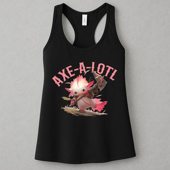 Axolotl Axt-A-Lotl Funny Viking Axe Throwing Lumberjack Womens Tank Top