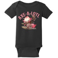 Axolotl Axt-A-Lotl Funny Viking Axe Throwing Lumberjack Baby Bodysuit
