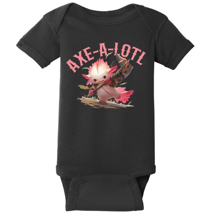 Axolotl Axt-A-Lotl Funny Viking Axe Throwing Lumberjack Baby Bodysuit