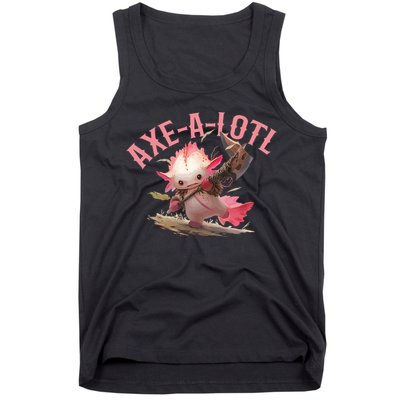 Axolotl Axt-A-Lotl Funny Viking Axe Throwing Lumberjack Tank Top