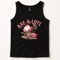 Axolotl Axt-A-Lotl Funny Viking Axe Throwing Lumberjack Tank Top