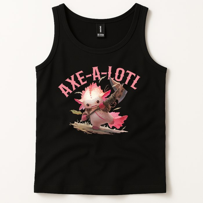Axolotl Axt-A-Lotl Funny Viking Axe Throwing Lumberjack Tank Top