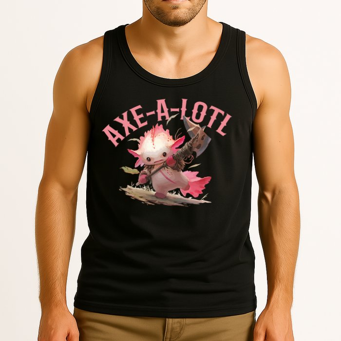 Axolotl Axt-A-Lotl Funny Viking Axe Throwing Lumberjack Tank Top