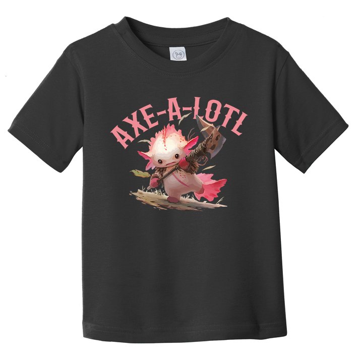 Axolotl Axt-A-Lotl Funny Viking Axe Throwing Lumberjack Toddler T-Shirt