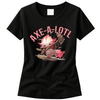 Axolotl Axt-A-Lotl Funny Viking Axe Throwing Lumberjack Womens T-Shirt