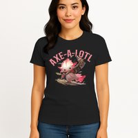 Axolotl Axt-A-Lotl Funny Viking Axe Throwing Lumberjack Womens T-Shirt