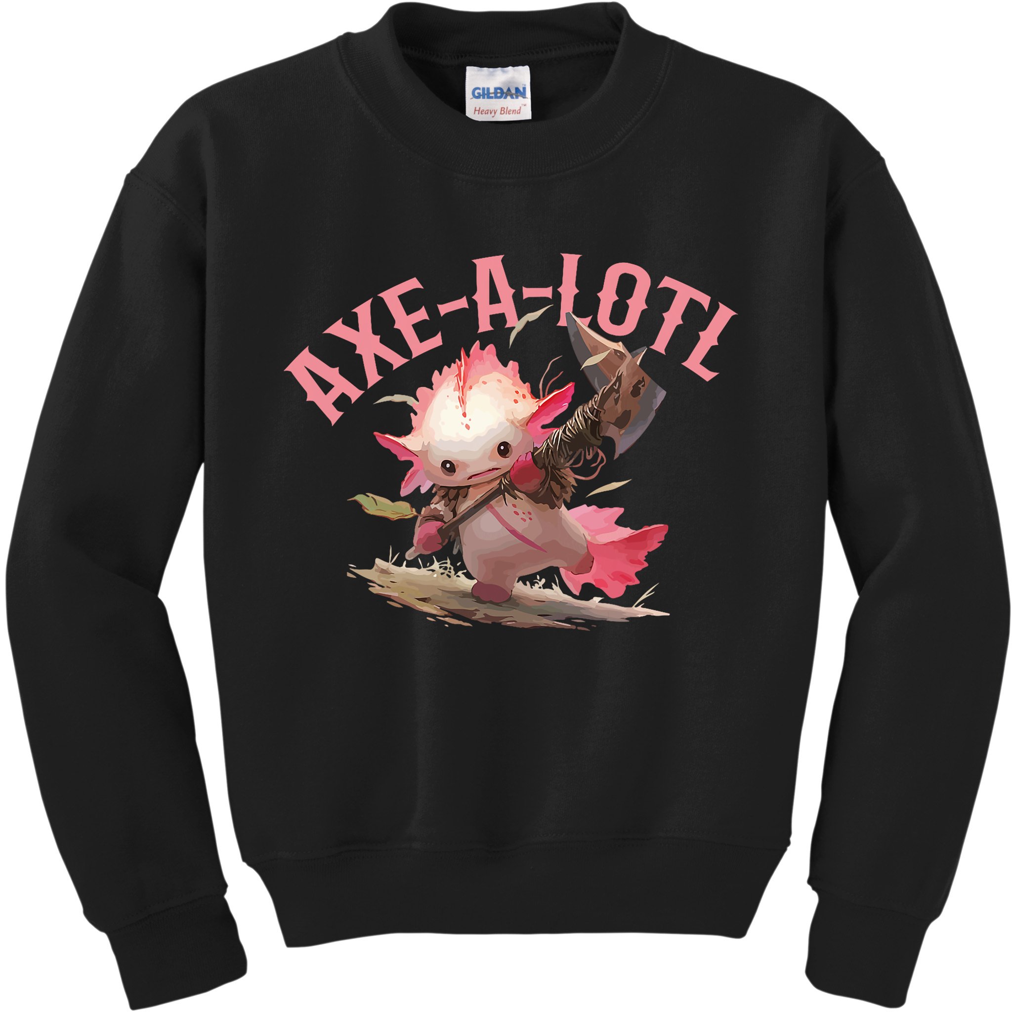 Axolotl Axt-A-Lotl Funny Viking Axe Throwing Lumberjack Kids Sweatshirt