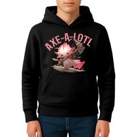 Axolotl Axt-A-Lotl Funny Viking Axe Throwing Lumberjack Kids Hoodie