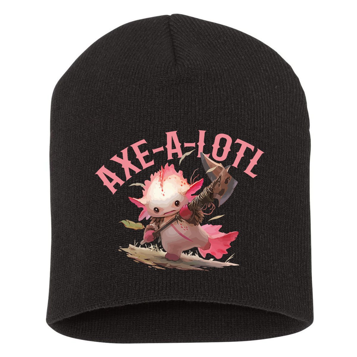 Axolotl Axt-A-Lotl Funny Viking Axe Throwing Lumberjack Short Acrylic Beanie