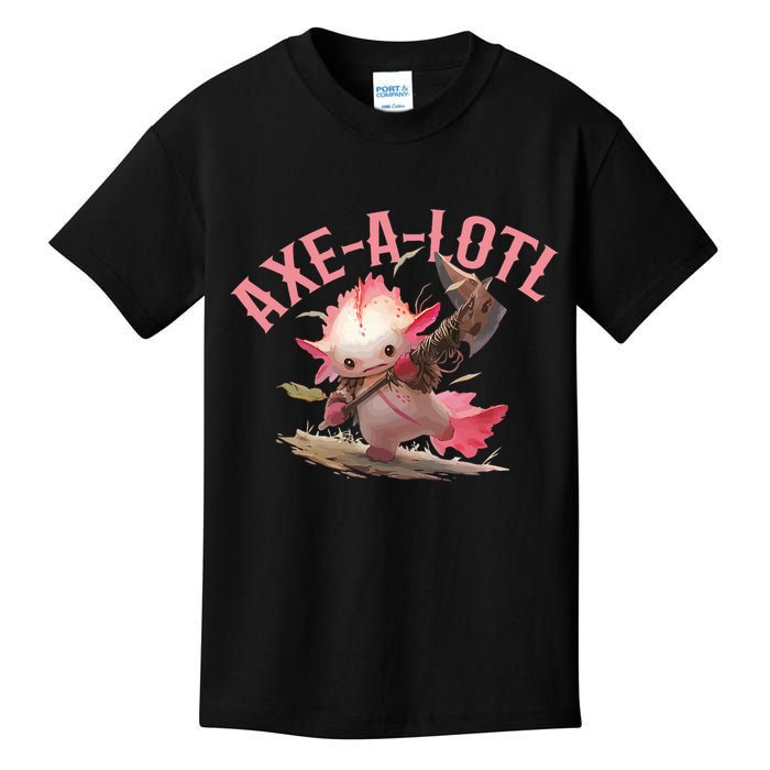 Axolotl Axt-A-Lotl Funny Viking Axe Throwing Lumberjack Kids T-Shirt
