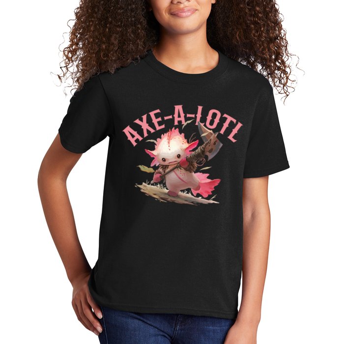 Axolotl Axt-A-Lotl Funny Viking Axe Throwing Lumberjack Kids T-Shirt