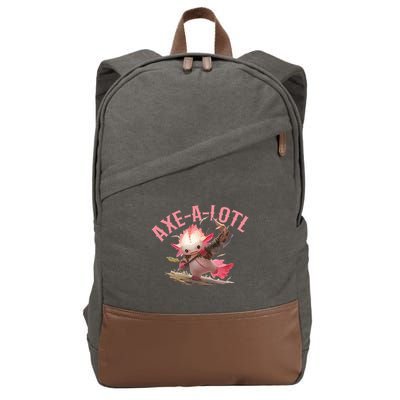 Axolotl Axt-A-Lotl Funny Viking Axe Throwing Lumberjack Cotton Canvas Backpack