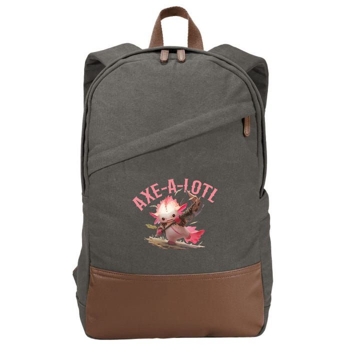 Axolotl Axt-A-Lotl Funny Viking Axe Throwing Lumberjack Cotton Canvas Backpack