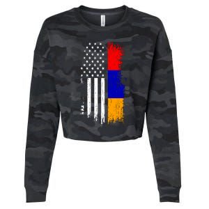 Armenian American Flag T Pride Armenia Usa Tees Cropped Pullover Crew