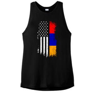 Armenian American Flag T Pride Armenia Usa Tees Ladies PosiCharge Tri-Blend Wicking Tank