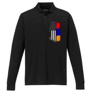 Armenian American Flag T Pride Armenia Usa Tees Performance Long Sleeve Polo