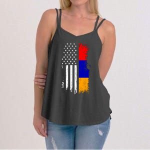 Armenian American Flag T Pride Armenia Usa Tees Women's Strappy Tank