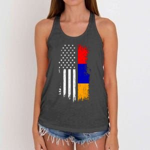 Armenian American Flag T Pride Armenia Usa Tees Women's Knotted Racerback Tank