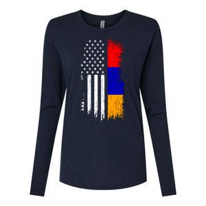 Armenian American Flag T Pride Armenia Usa Tees Womens Cotton Relaxed Long Sleeve T-Shirt