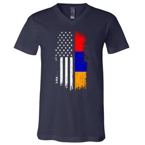 Armenian American Flag T Pride Armenia Usa Tees V-Neck T-Shirt