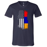 Armenian American Flag T Pride Armenia Usa Tees V-Neck T-Shirt