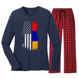 Armenian American Flag T Pride Armenia Usa Tees Women's Long Sleeve Flannel Pajama Set 